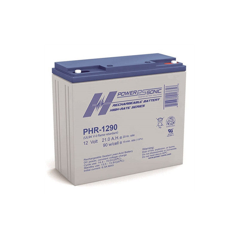 Batterie Plomb Standard 12V 21Ah - PHR-1290FR - 181x76x167 - Spécial Onduleur - Powersonic Batterie Plomb Standard 12V 21Ah - PHR-1290FR - 181x76x167 - Spécial Onduleur - Powersonic