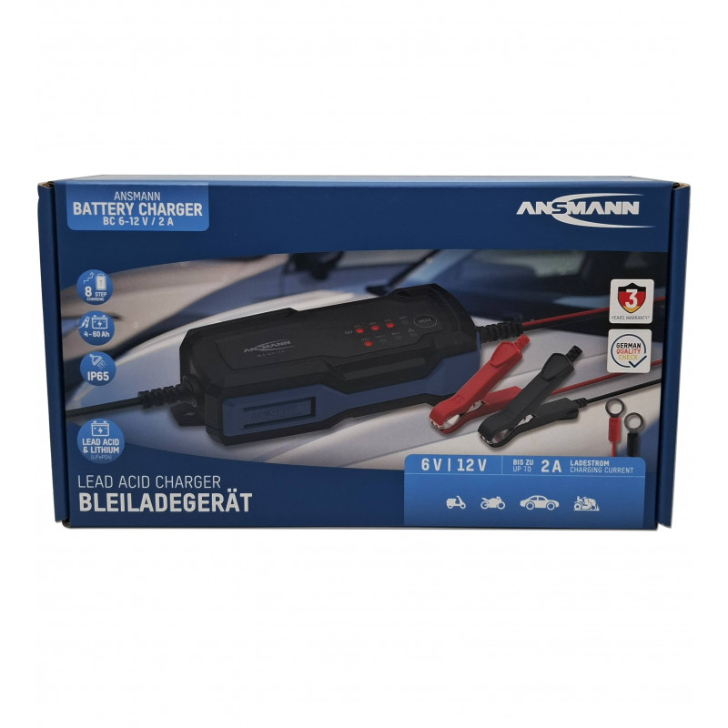 Chargeur ANSMANN ALCT6-24/2 - Tension réglable 6V/12V/24V - Pince croco